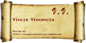 Vincze Vincencia névjegykártya